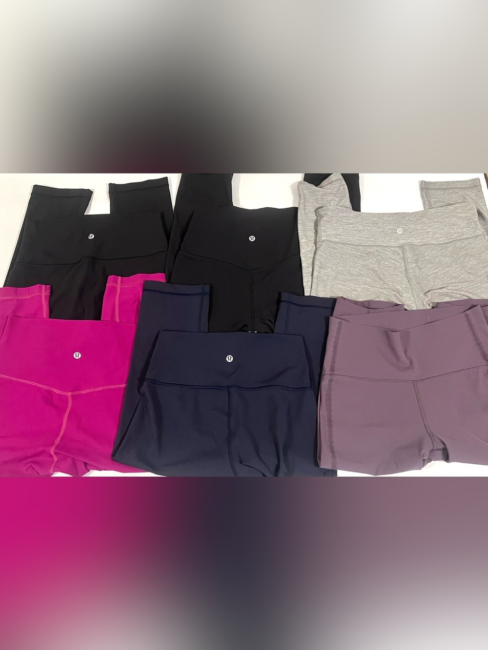 Lululemon Lot Of 6 Crop Capri Leggings Wunder Under Pink Black Navy - Size 6